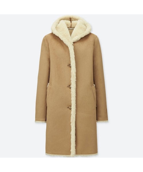 UNIQLO（ユニクロ）の「ムートンタッチフーデットコート（その他アウター・レディース・NATURAL 30/BEIGE 31・3XL/S）」の2枚目の写真
