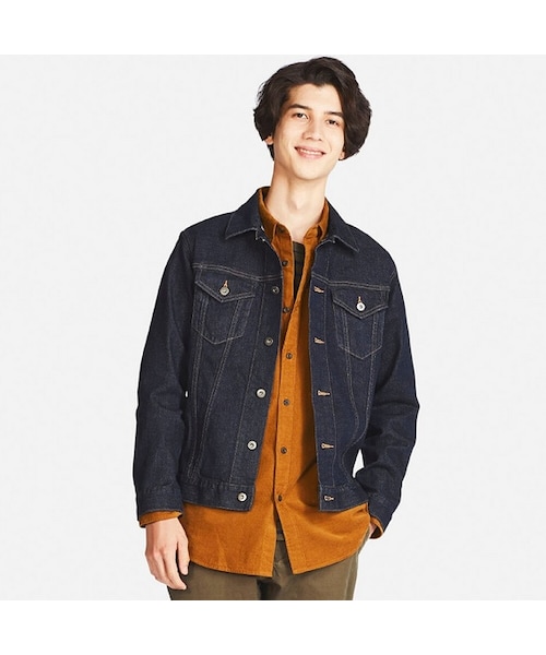 UNIQLO（ユニクロ）の「デニムジャケット（ブルゾン・メンズ・BLUE 68/BLUE 65・L/S/M/XL/3XL/4XL/XXL/XS）」の2枚目の写真