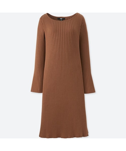 UNIQLO（ユニクロ）の「メリノブレンドワイドスリーブワンピース（ワンピース・レディース・BROWN 35/ORANGE 22/BLACK 09/NAVY 69/GRAY 04・XXL/XL/S/L/M）」の5枚目の写真