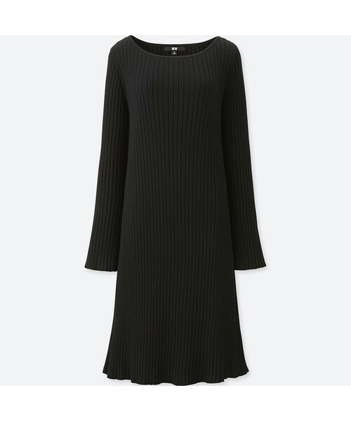 UNIQLO（ユニクロ）の「メリノブレンドワイドスリーブワンピース（ワンピース・レディース・BROWN 35/ORANGE 22/BLACK 09/NAVY 69/GRAY 04・XXL/XL/S/L/M）」の2枚目の写真
