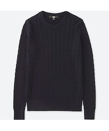 UNIQLO | コットンカシミヤケーブルクルーネックセーター（長袖）(ニット/セーター)