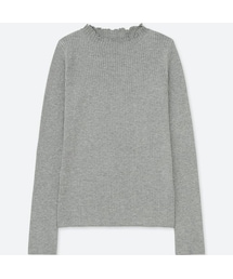 UNIQLO | シャイニーリブフリルネックセーター（長袖）(ニット/セーター)