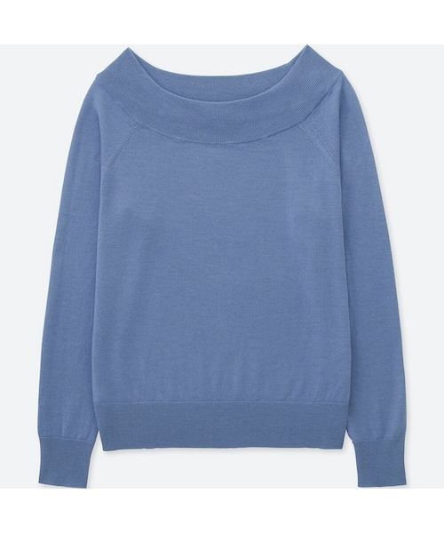 UNIQLO（ユニクロ）の「エクストラファインメリノボートネックセーター（長袖）（ニット/セーター・レディース・PINK 12/BLUE 62/GRAY 04・S/M/XS/L）」の3枚目の写真
