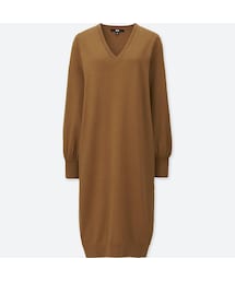UNIQLO | メリノブレンドＶネックワンピース(ワンピース)