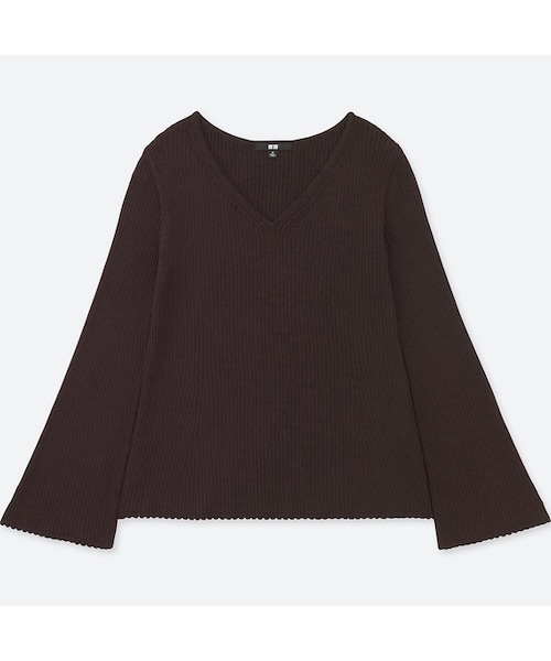 UNIQLO（ユニクロ）の「メリノブレンドベルスリーブセーター（長袖）（ニット/セーター・レディース・GRAY 03/OFF WHITE 01/WINE 19/BLACK 09・S/XS/XL/M/L）」の4枚目の写真
