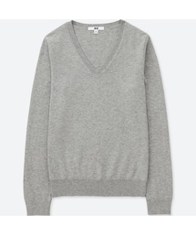 UNIQLO | コットンカシミヤVネックセーター（長袖）(ニット/セーター)