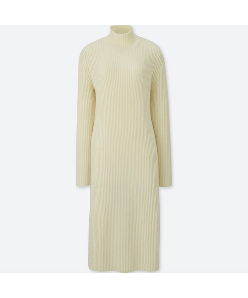 UNIQLO（ユニクロ）の「ラムブレンドワンピース（長袖）（ワンピース・レディース・DARK GRAY 08/DARK GREEN 59/OFF WHITE 01・M/L/S）」の2枚目の写真