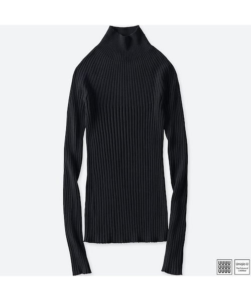 UNIQLO（ユニクロ）の「3Dメリノリブモックネックセーター（長袖）（ニット/セーター・レディース・RED 15/DARK GREEN 58/OFF WHITE 01/BLUE 68/BLACK 09・L/S/XL/M/XXL）」の3枚目の写真