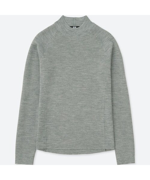 UNIQLO（ユニクロ）の「アクティブモックネックセーター（長袖）＋E（ニット/セーター・レディース・PURPLE 76/GRAY 03/BLUE 68/BLACK 09/OFF WHITE 01・3XL/XXL/XS）」の4枚目の写真