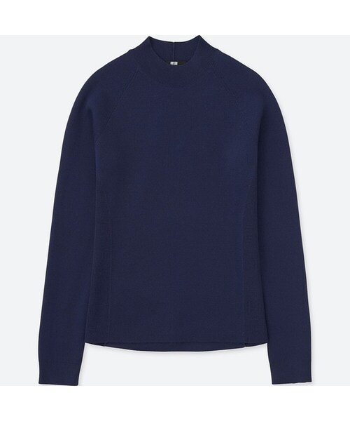 UNIQLO（ユニクロ）の「アクティブモックネックセーター（長袖）＋E（ニット/セーター・レディース・PURPLE 76/GRAY 03/BLUE 68/BLACK 09/OFF WHITE 01・3XL/XXL/XS）」の5枚目の写真