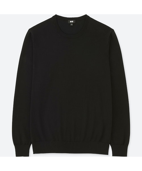 UNIQLO（ユニクロ）の「ウォッシャブルクルーネックセーター（長袖）（ニット/セーター・メンズ・GREEN 54/GRAY 03/ORANGE 23/BLACK 09/BLUE 66/NAVY 69/OFF WHITE 01・M/XS/4XL/XL/S/L/3XL/XXL）」の3枚目の写真