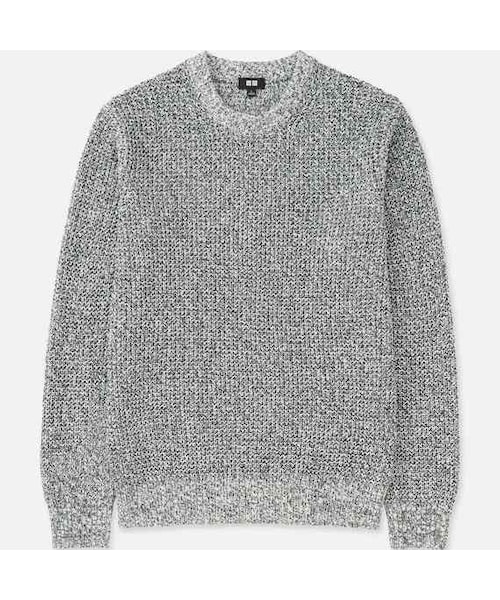 UNIQLO（ユニクロ）の「ワッフルクルーネックセーター（長袖）（ニット/セーター・メンズ・NATURAL 30/LIGHT GRAY 02/BLUE 67/NAVY 69・L/3XL/XL/S/XXL/XS/4XL/M）」の2枚目の写真