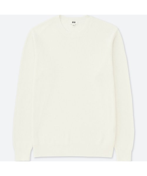 UNIQLO（ユニクロ）の「コットンカシミヤアゼクルーネックセーター（長袖）（ニット/セーター・メンズ・GRAY 03/OFF WHITE 01/RED 14/BLUE 64/NAVY 69・XXL/XS/4XL/M/XL/S/L/3XL）」の2枚目の写真