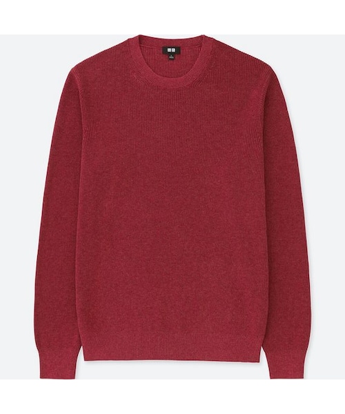 UNIQLO（ユニクロ）の「コットンカシミヤアゼクルーネックセーター（長袖）（ニット/セーター・メンズ・GRAY 03/OFF WHITE 01/RED 14/BLUE 64/NAVY 69・XXL/XS/4XL/M/XL/S/L/3XL）」の5枚目の写真
