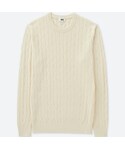 ユニクロ | コットンカシミヤケーブルクルーネックセーター（長袖）(針織衫)