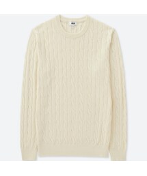 UNIQLO | コットンカシミヤケーブルクルーネックセーター（長袖）(ニット/セーター)
