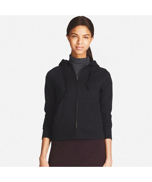 UNIQLO（ユニクロ）の「スウェットフルジップパーカ（長袖）（パーカー・レディース・BEIGE 31/WHITE 00/PURPLE 72/GRAY 06/NAVY 69/BLACK 09/BLUE 62・XL/M/L/S/XXL/3XL/XS）」の3枚目の写真
