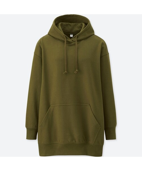 UNIQLO（ユニクロ）の「ビッグスウェットプルパーカ（長袖）（パーカー・レディース・WHITE 00/OLIVE 57/PURPLE 72・XS/M/L/3XL）」の2枚目の写真