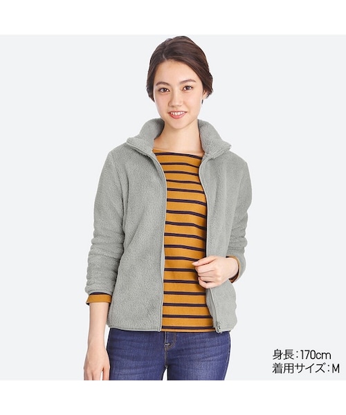 UNIQLO（ユニクロ）の「フラッフィーフリースフルジップジャケット（長袖）（その他アウター・レディース・PINK 10/GREEN 51/PURPLE 71/OFF WHITE 01/BLUE 61/NAVY 69/GRAY 03/WINE 19/DARK BROWN 38/NATURAL 30/BLACK 09/PINK 12・S/M/L/XL/XS/3XL/XXL）」の4枚目の写真