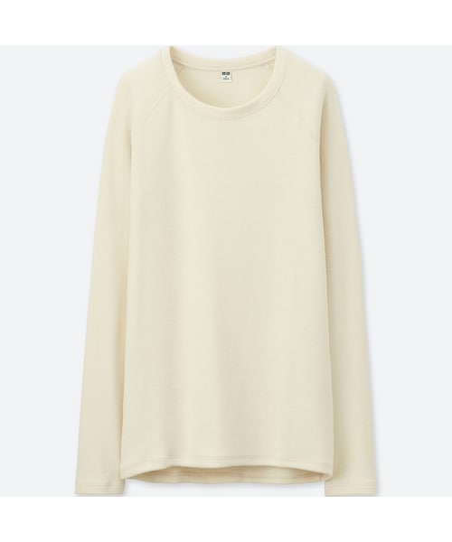 UNIQLO（ユニクロ）の「ヒートテックストレッチフリースクルーネックT（長袖）（Tシャツ/カットソー・レディース・BLACK 09/DARK GREEN 58/BLUE 68/PURPLE 76/DARK ORANGE 28/OLIVE 56/OFF WHITE 01/DARK GRAY 08・3XL/M/XS/XXL/S/XL/L）」の2枚目の写真