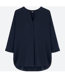 UNIQLO | レーヨンエアリースキッパーカラーブラウス（7分袖）(シャツ/ブラウス)