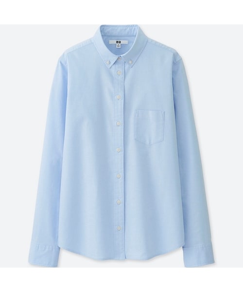 UNIQLO（ユニクロ）の「オックスフォードシャツ（長袖）＋EC（シャツ/ブラウス・レディース・PURPLE 71/BLUE 61/NAVY 69/PINK 10/WHITE 00・XXL/XS/3XL/L/M/XL/S）」の3枚目の写真