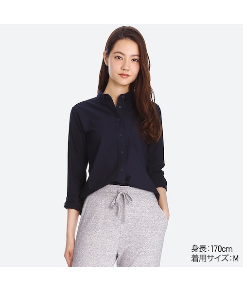 UNIQLO（ユニクロ）の「オックスフォードシャツ（長袖）＋EC（シャツ/ブラウス・レディース・PURPLE 71/BLUE 61/NAVY 69/PINK 10/WHITE 00・XXL/XS/3XL/L/M/XL/S）」の4枚目の写真