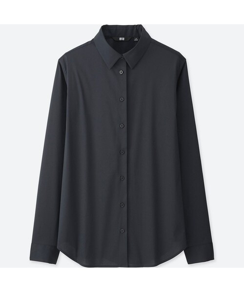 UNIQLO（ユニクロ）の「スーピマコットンストレッチシャツ（長袖）（シャツ/ブラウス・レディース・WHITE 00/BLACK 09・3XL/M/L/XXL/XS/XL/S）」の2枚目の写真