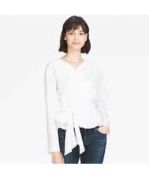 UNIQLO | エクストラファインコットン2WAYカシュクールブラウス（長袖）(シャツ/ブラウス)