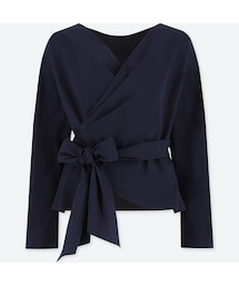 UNIQLO | エクストラファインコットン2WAYカシュクールブラウス（長袖）(シャツ/ブラウス)