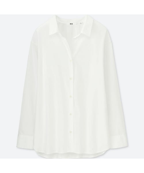 UNIQLO（ユニクロ）の「エクストラファインコットンシャツ（長袖）（シャツ/ブラウス・レディース・WHITE 00/NAVY 69・XS/3XL/XXL/S/L/M/XL）」の2枚目の写真
