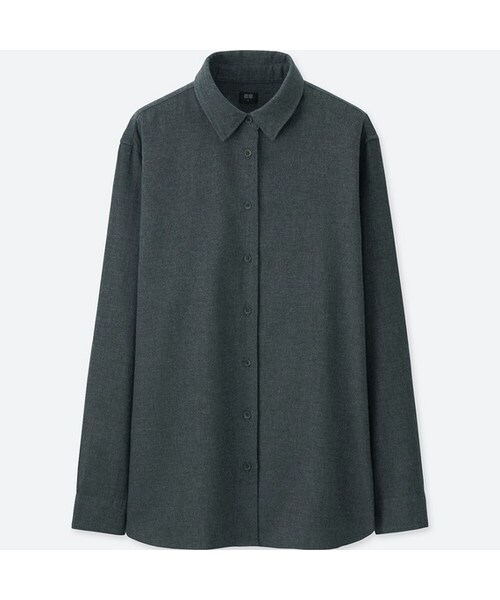 UNIQLO（ユニクロ）の「フランネルシャツ（長袖）（シャツ/ブラウス・レディース・PINK 11/GRAY 03/BLUE 61/BLUE 67/DARK GRAY 08・M/XS/S/L/XL）」の3枚目の写真