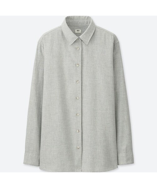UNIQLO（ユニクロ）の「フランネルシャツ（長袖）（シャツ/ブラウス・レディース・PINK 11/GRAY 03/BLUE 61/BLUE 67/DARK GRAY 08・M/XS/S/L/XL）」の2枚目の写真