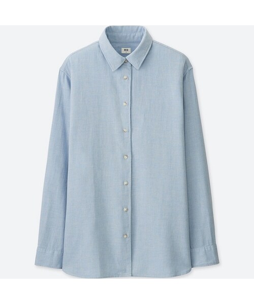 UNIQLO（ユニクロ）の「フランネルシャツ（長袖）（シャツ/ブラウス・レディース・PINK 11/GRAY 03/BLUE 61/BLUE 67/DARK GRAY 08・M/XS/S/L/XL）」の4枚目の写真