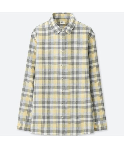 UNIQLO（ユニクロ）の「フランネルチェックシャツ（長袖）（シャツ/ブラウス・レディース・PINK 10/YELLOW 42・L/M/XL/S）」の2枚目の写真