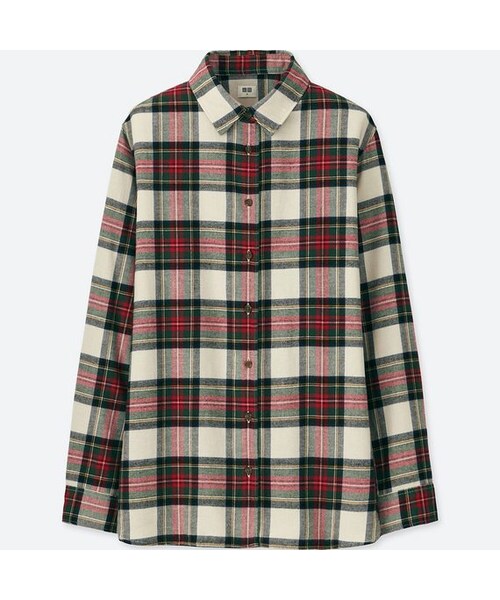 UNIQLO（ユニクロ）の「フランネルチェックシャツ（長袖）（シャツ/ブラウス・レディース・NAVY 69/RED 15・XL/S/M/XS）」の2枚目の写真