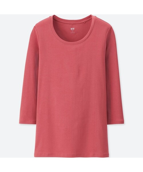 UNIQLO（ユニクロ）の「スーピマコットンクルーネックT（7分袖）（Tシャツ/カットソー・レディース・GRAY 03/DARK GRAY 08/BLACK 09/PINK 12/NAVY 69/PURPLE 78・S/M/L/XL/XS/3XL）」の6枚目の写真
