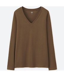UNIQLO | スーピマコットンモダールVネックT（長袖）(Tシャツ/カットソー)