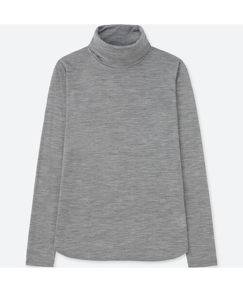 UNIQLO（ユニクロ）の「ウールブレンドタートルネックT（長袖）＋E（Tシャツ/カットソー・レディース・OFF WHITE 01/PURPLE 76/GRAY 03/DARK GRAY 08/BLUE 68・3XL/XS/XXL）」の2枚目の写真