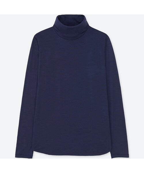 UNIQLO（ユニクロ）の「ウールブレンドタートルネックT（長袖）＋E（Tシャツ/カットソー・レディース・OFF WHITE 01/PURPLE 76/GRAY 03/DARK GRAY 08/BLUE 68・3XL/XS/XXL）」の4枚目の写真