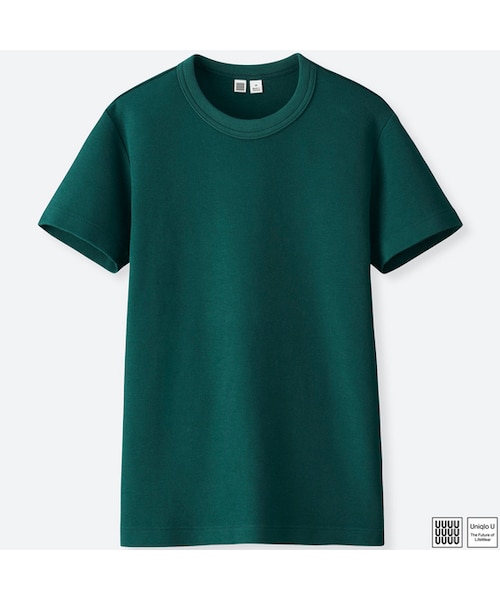 UNIQLO（ユニクロ）の「クルーネックT（半袖・秋冬モデル）（Tシャツ/カットソー・レディース・BLACK 09/GREEN 55/PINK 10/WHITE 00/GRAY 03/NAVY 69・S/M/XXL/L/XL）」の4枚目の写真