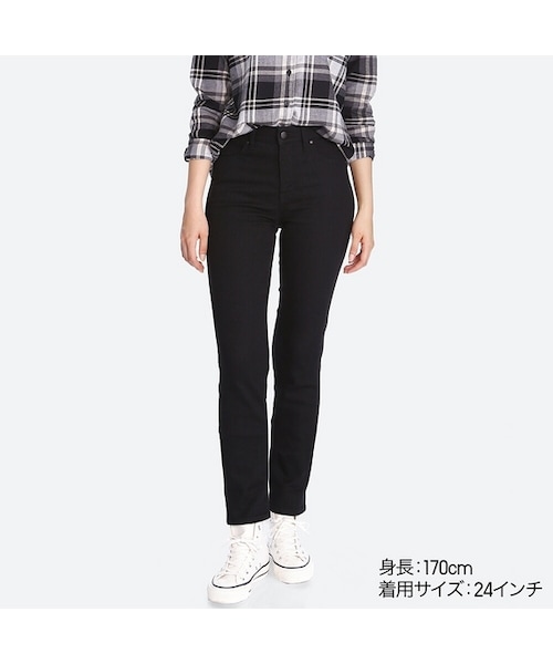 UNIQLO（ユニクロ）の「ハイライズスリムフィットジーンズ（デニムパンツ・レディース・NAVY 69/BLACK 09/WHITE 00/BLUE 67・25/26/28/29/27/24/21/30/23/22/36/32/34）」の3枚目の写真