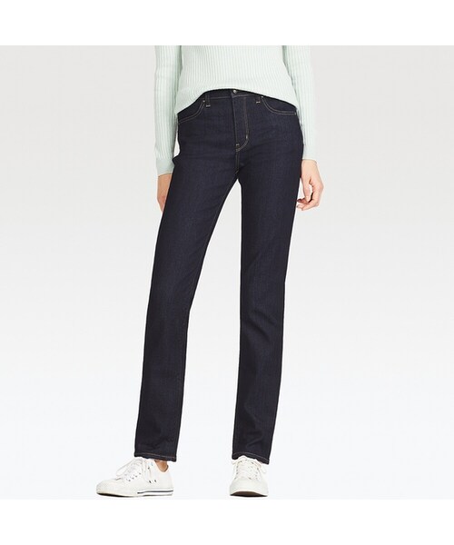 UNIQLO（ユニクロ）の「ハイライズスリムフィットジーンズ（デニムパンツ・レディース・WHITE 00/NAVY 69/BLACK 09/BLUE 65・27/24/34/30/29/36/26/32/28/21/22/25/23）」の3枚目の写真