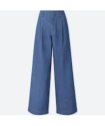 UNIQLO | ハイウエストワイドパンツ（インディゴ・丈長め77cm）＋EC(その他パンツ)