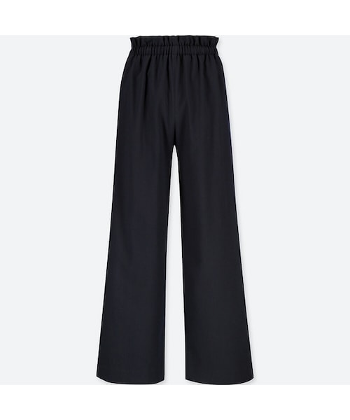 UNIQLO（ユニクロ）の「ハイウエストギャザーワイドパンツ（丈標準68～70cm）（その他パンツ・レディース・BROWN 37/NAVY 69/GRAY 06/WINE 19・S/XL/L/M）」の3枚目の写真