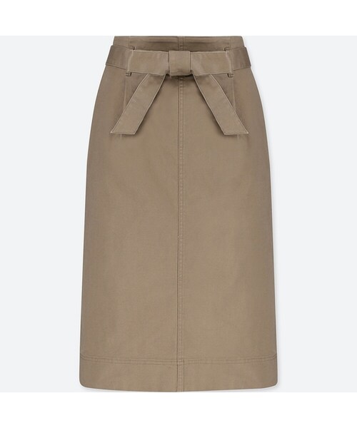UNIQLO（ユニクロ）の「ハイウエストベルテッドナロースカート（丈短め64～66cm）（スカート・レディース・NAVY 69/OLIVE 56/NATURAL 30・S/XL/M/L/XS/XXL）」の3枚目の写真