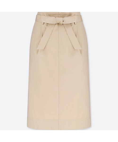 UNIQLO（ユニクロ）の「ハイウエストベルテッドナロースカート（丈短め64～66cm）（スカート・レディース・NAVY 69/OLIVE 56/NATURAL 30・S/XL/M/L/XS/XXL）」の2枚目の写真