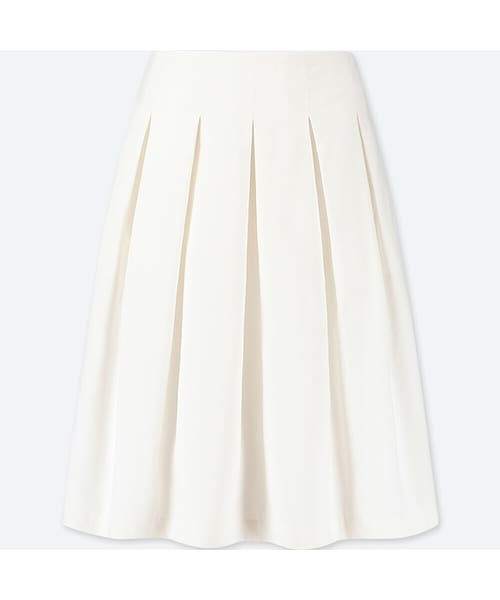 UNIQLO（ユニクロ）の「ハイウエストドライストレッチタックスカート（丈短め55～57cm）（スカート・レディース・NAVY 69/BEIGE 32/DARK GREEN 58/WHITE 00・L/XXL/XS/M/S/XL）」の2枚目の写真