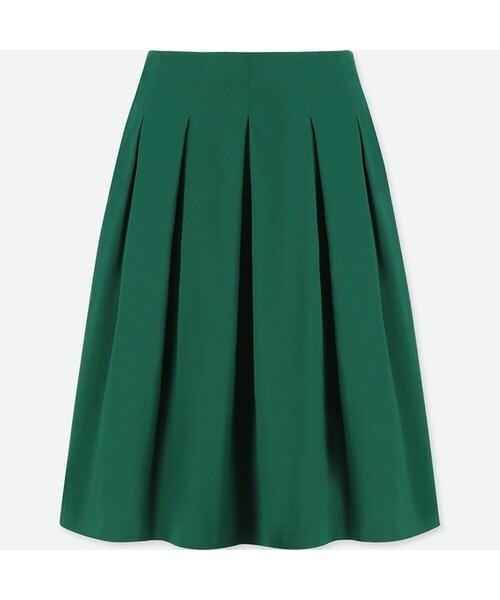 UNIQLO（ユニクロ）の「ハイウエストドライストレッチタックスカート（丈短め55～57cm）（スカート・レディース・NAVY 69/BEIGE 32/DARK GREEN 58/WHITE 00・L/XXL/XS/M/S/XL）」の4枚目の写真