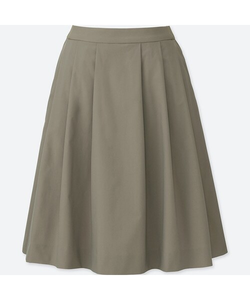 UNIQLO（ユニクロ）の「ハイウエストドライストレッチタックスカート（丈短め55～57cm）（スカート・レディース・WHITE 00/NAVY 69/BROWN 34・XXL/XL/L/XS/M/S）」の2枚目の写真